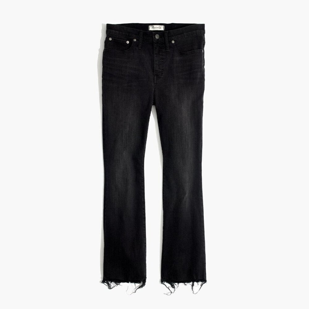 Madewell Cali Demi-Boot Jeans Chewed Hem Edition in Berkeley Black, size 27T